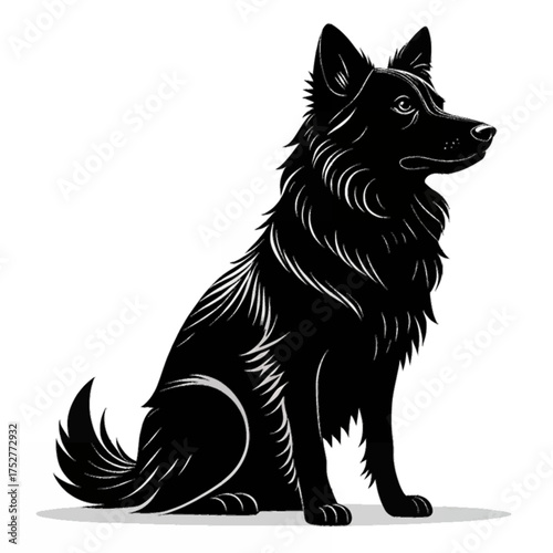 Black Dog Silhouette Illustration | Canine Pet Art