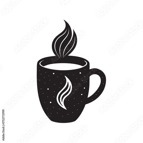 Ceramic Mug With Steam Silhouette Artwork