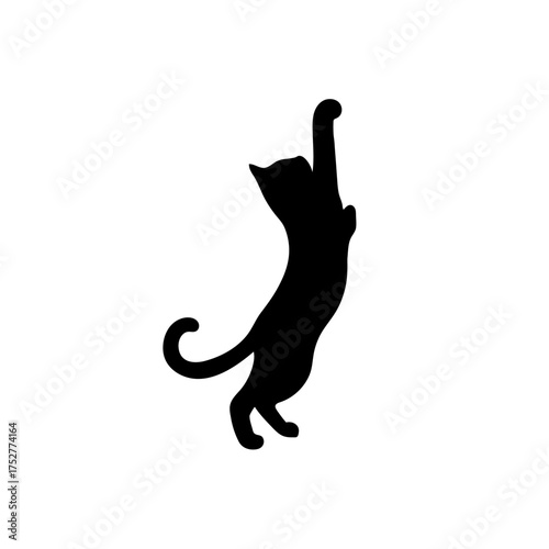 Black cat silhouette isolated on white background. Vector illustration template element for design decor.