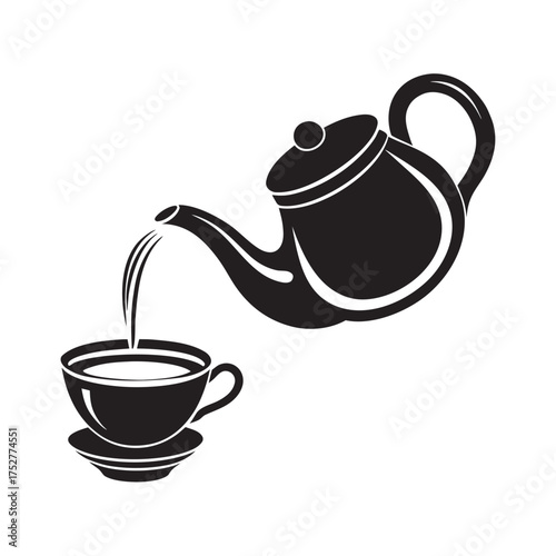 Ceramic Teapot And Teacup Silhouette Illustration