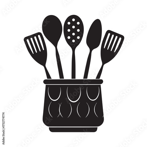 Ceramic Utensil Rack Silhouette Artwork