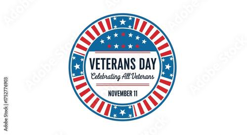 Veterans Day Badge Emblem Design Vector Illustration