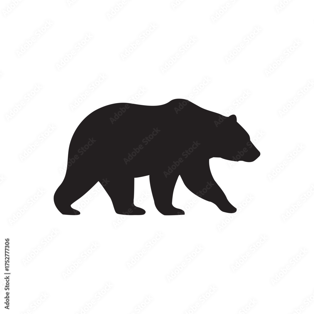 Fototapeta premium Bear Silhouette Vector Illustration White Background 