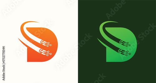 Letter D Fiber Cable Tech Connectivity Logo


