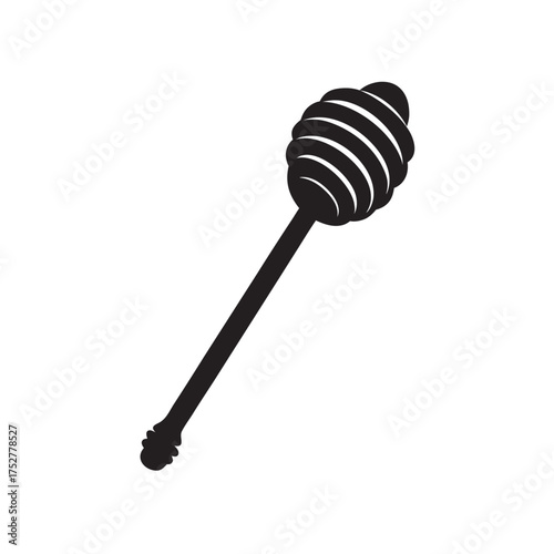 Wooden Honey Dipper Silhouette Illustration