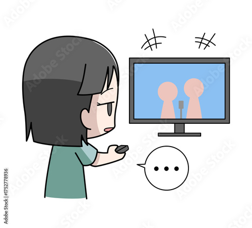 テレビを見ても楽しくない女の子のイラスト