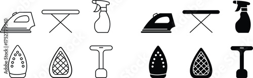 iron Tool Icon set Featuring Metal Equipment Hand Tools, Construction, Repair, Industry, Hardware, Engineering, and Workshop Symbols in Modern Vector Style, used for mobile apps, web page or ui design