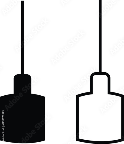 Lamp icon set in flat and outline styles. Table lamp silhouette symbols, home decoration and interior design elements, lighting fixture vectors illustration. Furniture for personal and commercial use.