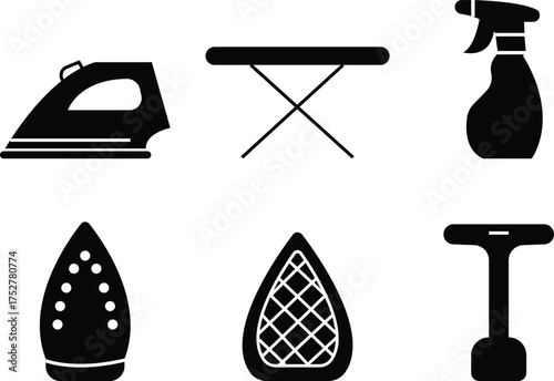iron Tool Icon set Featuring Metal Equipment Hand Tools, Construction, Repair, Industry, Hardware, Engineering, and Workshop Symbols in Modern Vector Style, used for mobile apps, web page or ui design