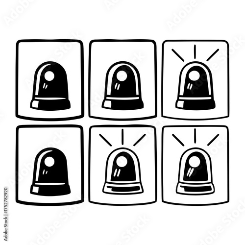 Collection of emergency siren icons, perfect for urgent situations and alerts