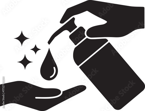 Hand sanitizer pump dispensing liquid onto palm