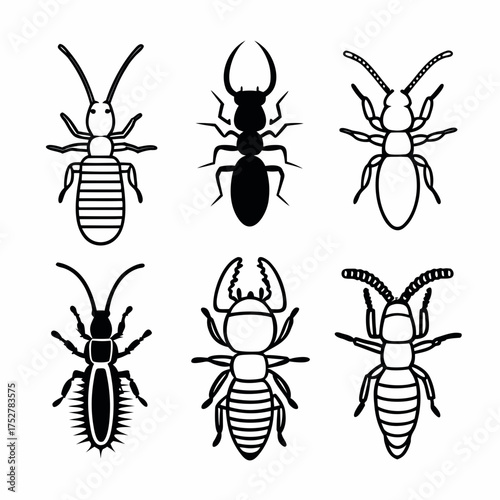 Various insect silhouettes, showcasing different species and their unique features