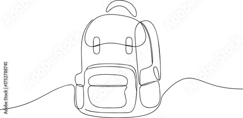 Single line drawing of a backpack continuous line