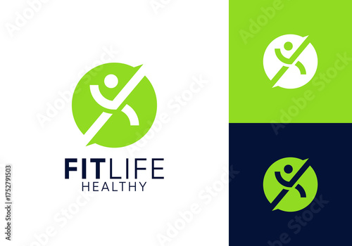 abstract people logo. sport fit health vector design concept	

