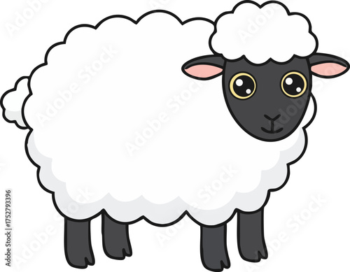 Cute Sheep Flat Vector Illustration