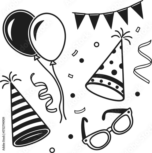 Majestic mountain landscape under explosive fireworks celebration isolated on transparent background