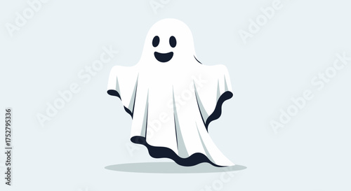Playful Ghost Floating On Light Background For Halloween Celebration