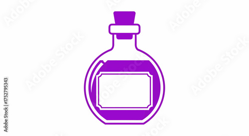 Purple Vial Icon Filled With Magic Potion Isolated On White