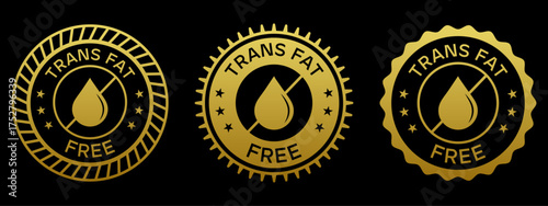 Gold Trans Fat Free Badge Labels for Food Packaging and Product Design