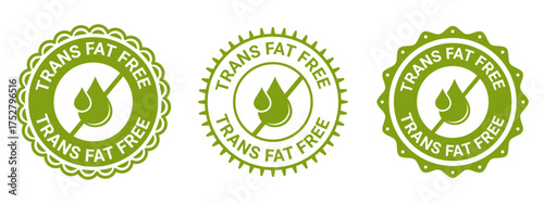 Green Trans Fat Free Organic Food Label Badge Design