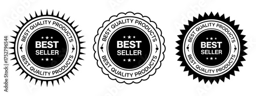 Black and White Best Seller Badge Label Vector Design