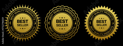 Gold Best Seller Badge Label Design for Premium Products