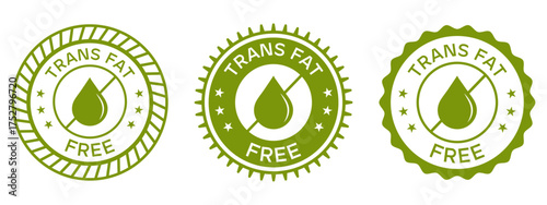 Trans Fat Free Green Badge Label Icon Design