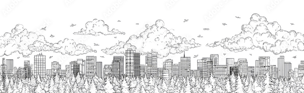 Naklejka premium Gray-scale, pixelated landscape with mountainous formations