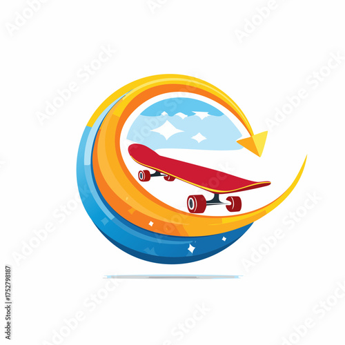 Red Skateboard with Black Wheels and Design.