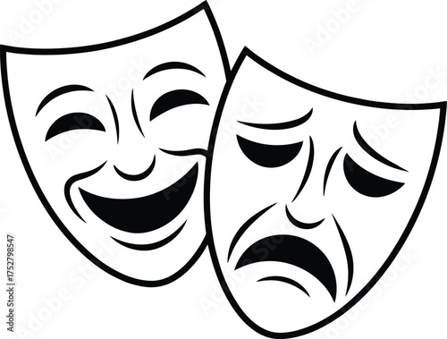 Vector art of comedy and tragedy masks
