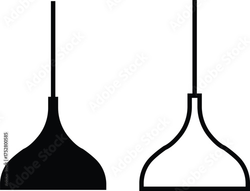 Lamp icon set in flat and outline styles. Table lamp silhouette symbols, home decoration and interior design elements, lighting fixture vectors illustration. Furniture for personal and commercial use.