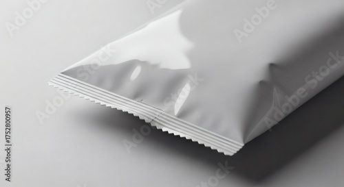 Blank White Snack Bag Seal Mockup on Clean Minimalist Background for Packaging Design