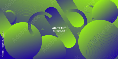 Abstract geometric background with green and blue gradient color element concept design. Simple circle overlapping pattern background. EPS10 vector.