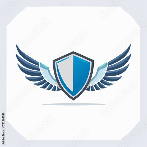Shield with Wings Logo Design Modern Emblem Concept.