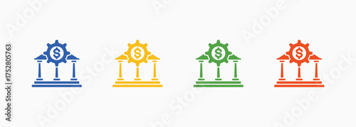 Financial Service Icon Set Color Multiple Style Collection