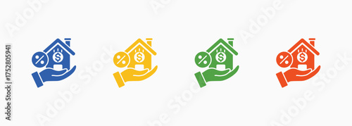 Mortgage Icon Set Color Multiple Style Collection