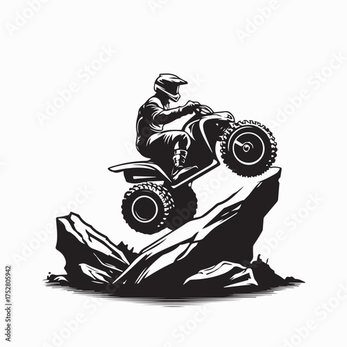 ATV Rider Conquering Big Obstacle Vector Image on white background