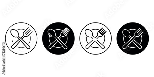 Spoon and Fork Vector Illustration for Food and Dining Concepts in Black and White