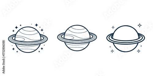 Saturn-Inspired Planet Icon Set: A Collection of Cosmic Designs for Space Exploration Themes