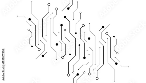 Abstract Futuristic Circuit Board Illustration with Tech Elements