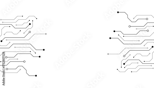 Abstract Futuristic Circuit Board Illustration with Tech Elements