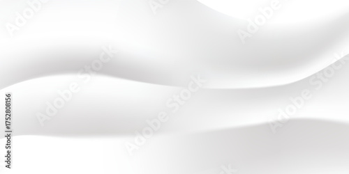 white silk fabric background with liquid ripples effect. Realistic vector illustration of gray satin cloth texture with waves and folds.