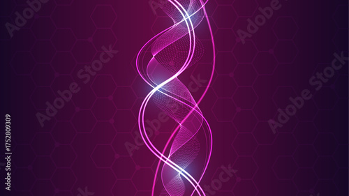 Futuristic Purple Vertical DNA Molecule Geometric Network Minimal Background.
