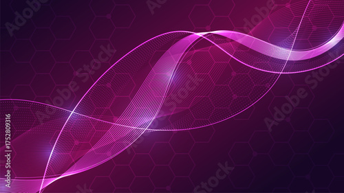 Futuristic Purple Vertical DNA Molecule Geometric Network Minimal Background.