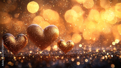 Golden Hearts in a Bokeh Dreamscape - A Valentines Day Fantasy.
