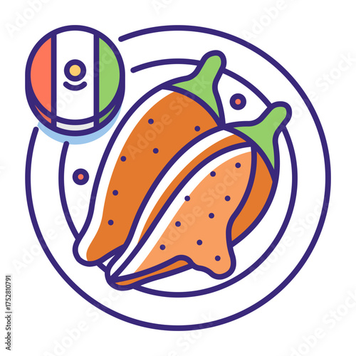 This Chiles rellenos icon is suitable for Mexico Country, etc.