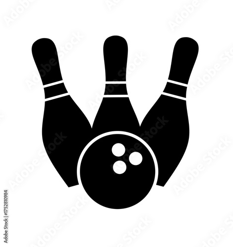 vector Bowling Ball and Pins on white background. bowling icon