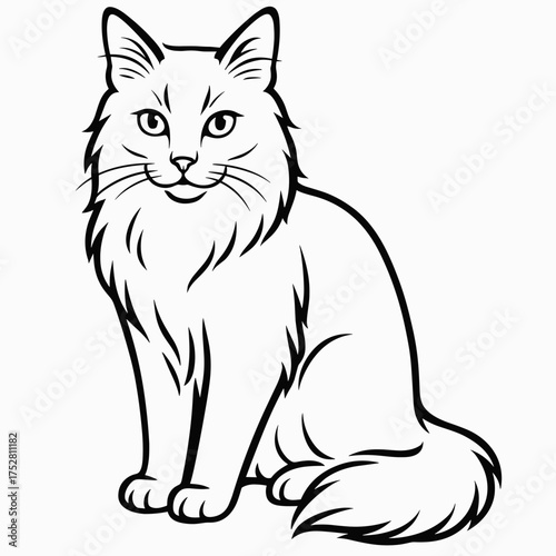 Turkish Angora cat with playful mood, sitting gracefully in minimalist style