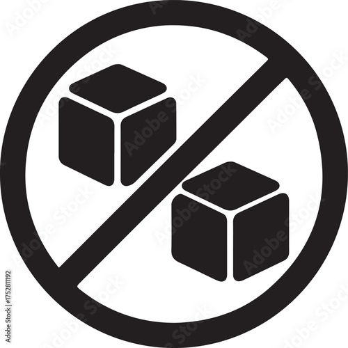 No sugar cubes icon prohibition sign for healthy eating and diabetic diets with a forbidden symbol