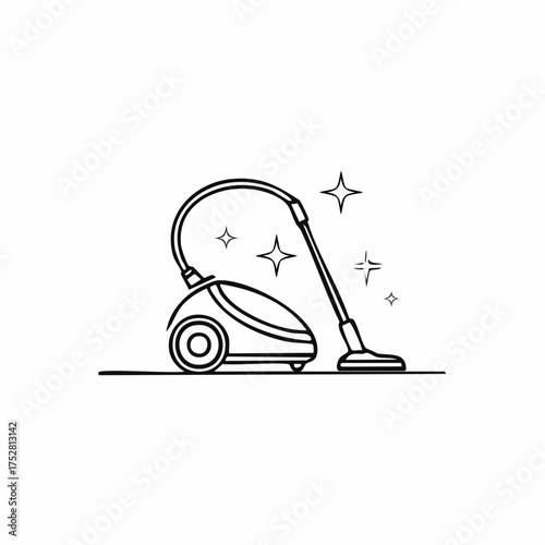 Simple Black and White Vacuum Cleaner Illustration.